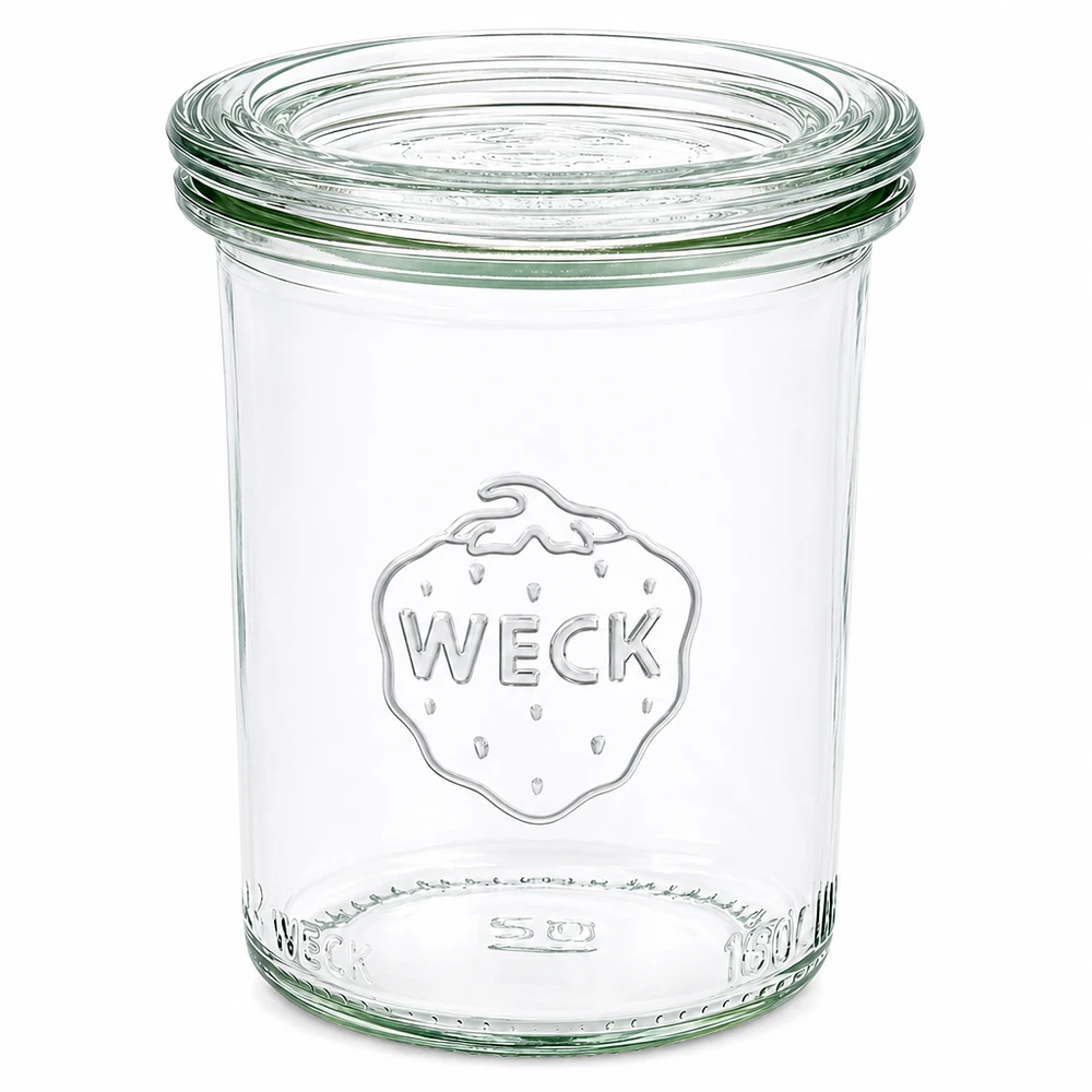 160 ml krukke med glaslåg WECK RR60 160 ml WECK RR60-glas med glaslåg, transparent, syltetøjsglas til marmelade og konserves