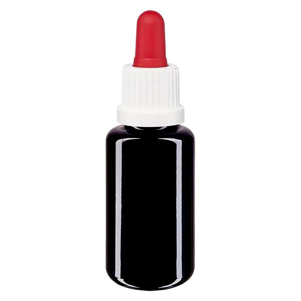 Apoteksflaske viol. 20ml pipette hvid/rød OV Apoteksflaske viol. 20ml pipette hvid/rød OV