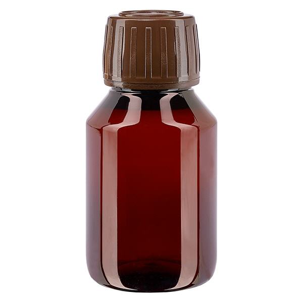 PET-flaske 50 ml med brun hætte OV PET-flaske 50 ml med brun hætte OV