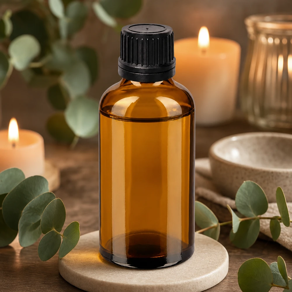 50 ml dråbeflaske 1 mm sort OV BrownLine UT18/50 Lille 50 ml dråbeflaske af ravfarvet glas med 1 mm dråbeåbning til præcis dosering