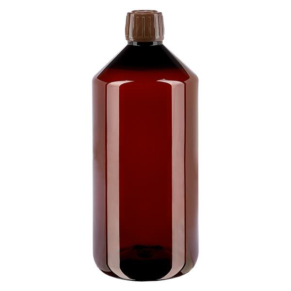 PET-flaske 1000 ml med brun hætte OV PET-flaske 1000 ml med brun hætte OV
