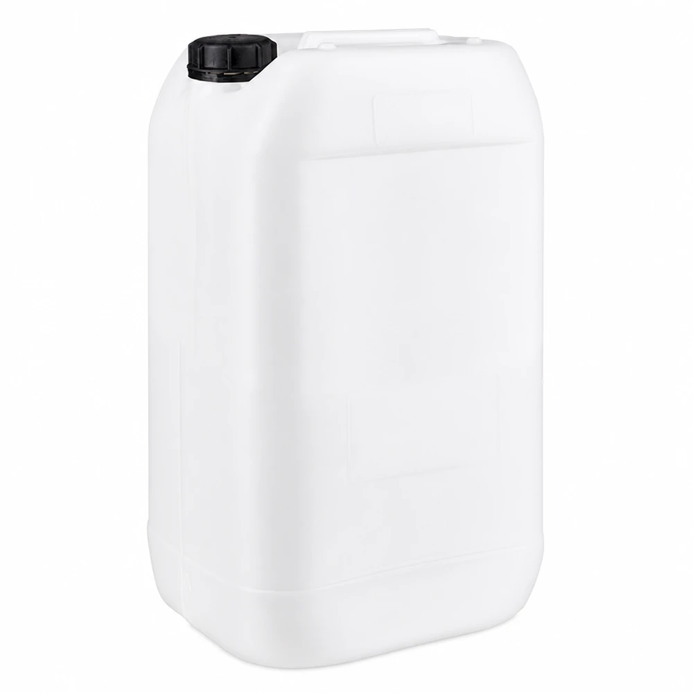 Beholder 15 liter med skruelåg OV Hvid 15-liters plastdunk med sort skruelåg af HDPE