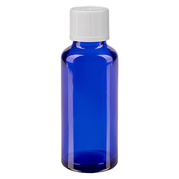 Apoteksflaske blå 30ml dråbetæller hvid KiSi St Apoteksflaske blå 30ml dråbetæller hvid KiSi St