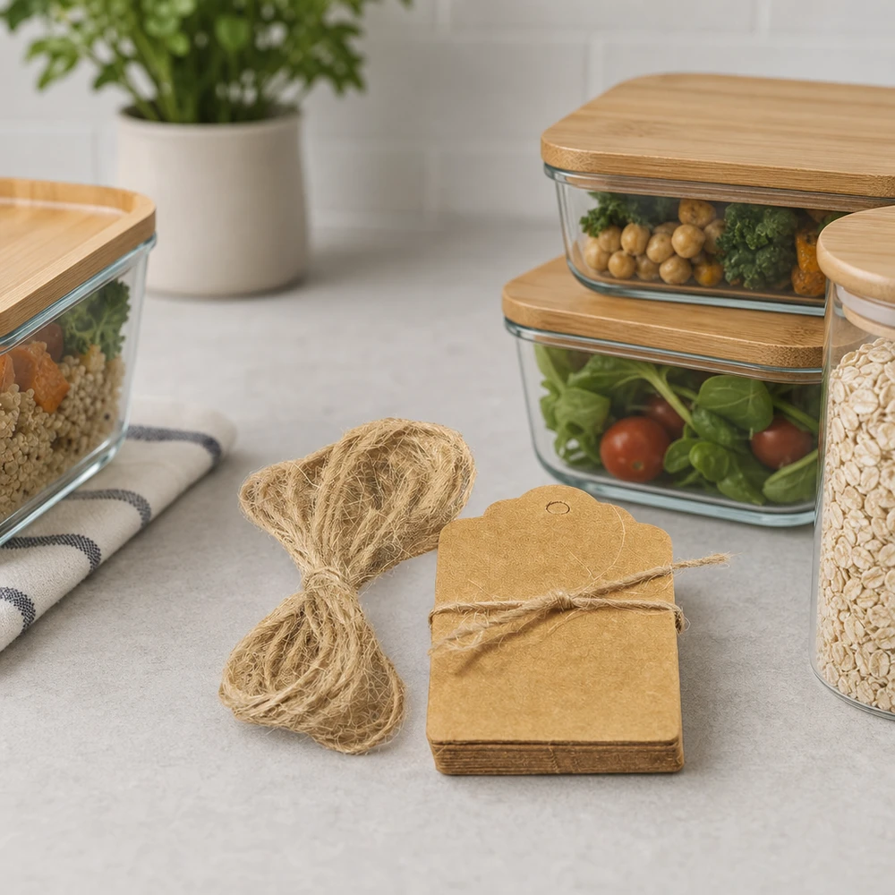 Hænger 30 x 50 mm med snor (pakke(r) med 10 stk.) Braune Geschenkanhänger 30x50mm mit Jutekordel für nachhaltige Küchenorganisation und kreative Dekoideen