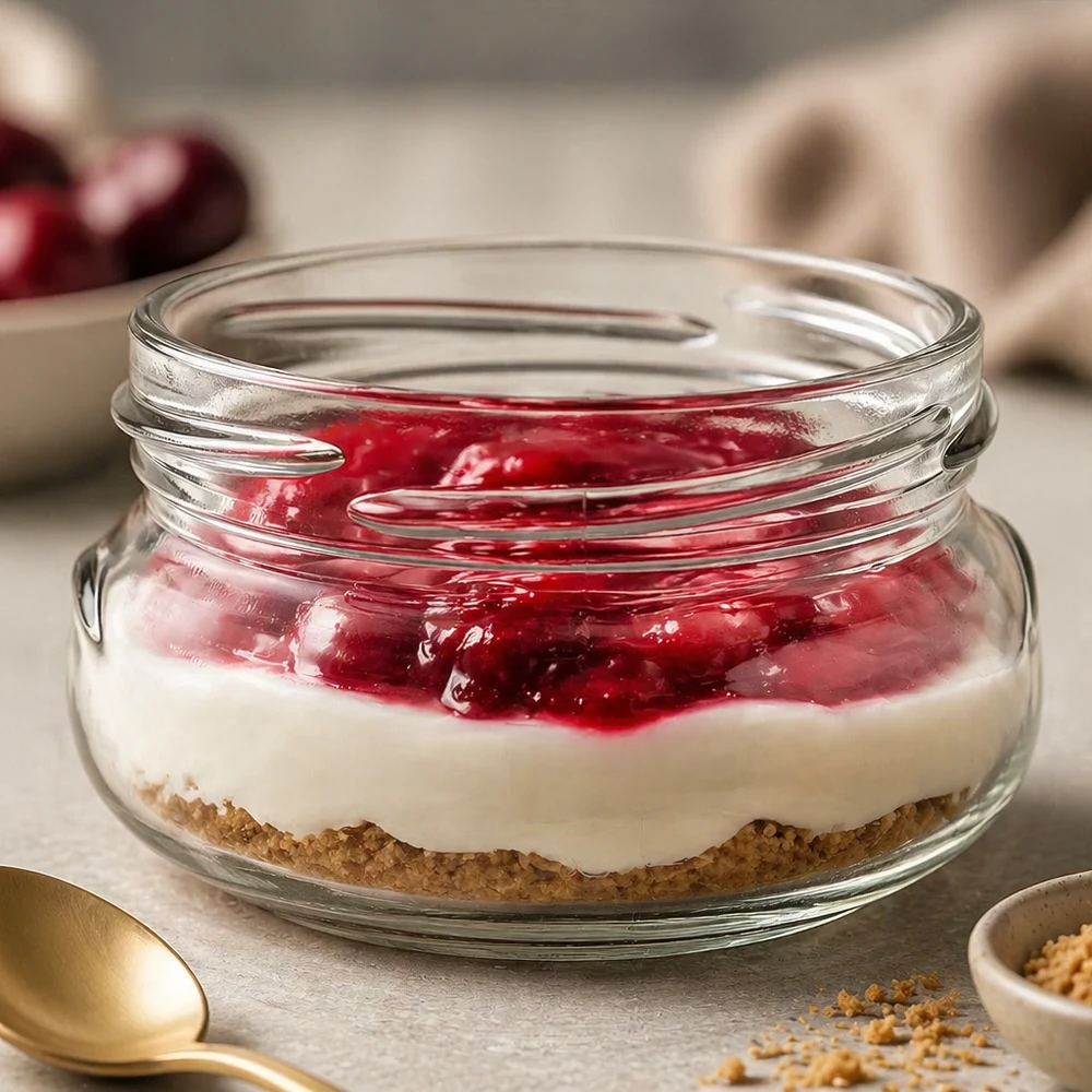 UNiTWIST Terrina120 - Terrinkrukke 120ml TO70 UNiTWIST Terrina120 terrineglas 120 ml fyldt med dessert - rødt frugtlag på hvid creme og kiksebund