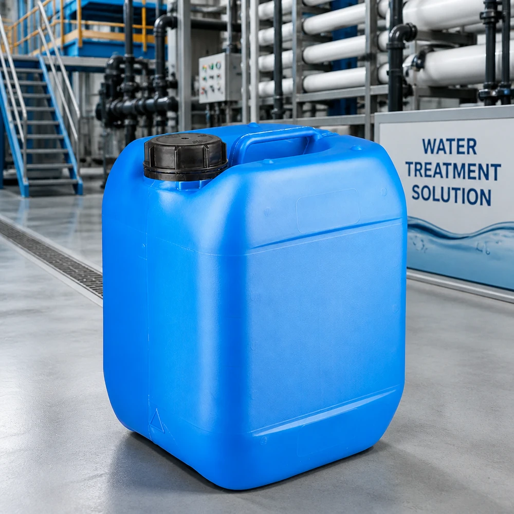 5 liters blå dunk med skruelåg OV Vandbehandlingsbeholder 5 l, blå, med OV-skruelåg i vandbehandlingsanlægget