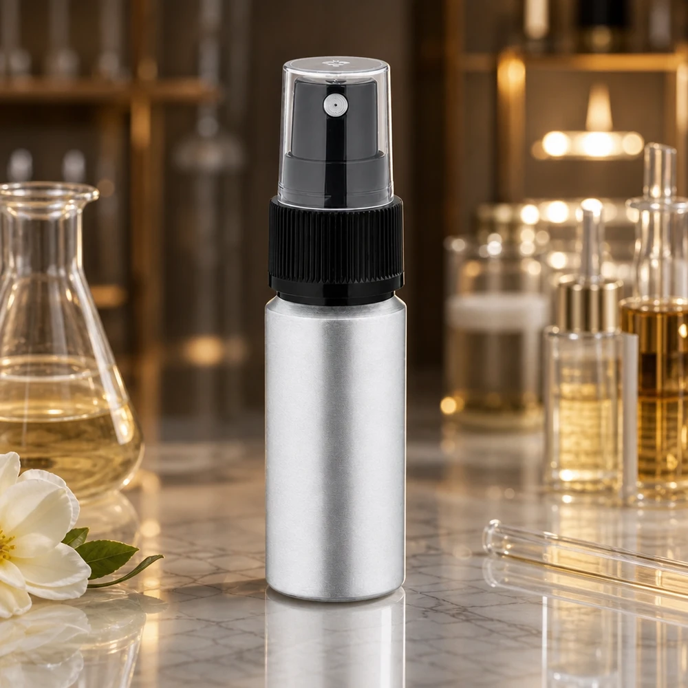 20 ml farvet aluminiumsflaske med forstøver Elegant 20 ml aluminiumsflaske med gennemsigtigt sprayhoved til professionel kosmetikproduktion