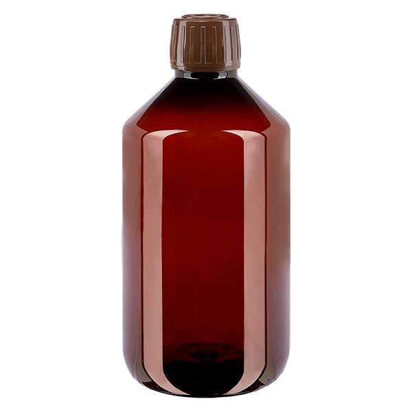 PET-flaske 500 ml med brun hætte OV PET-flaske 500 ml med brun hætte OV