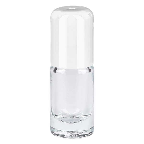Apoteksflaske klar 5ml roll-on hætte hvid Apoteksflaske klar 5ml roll-on hætte hvid