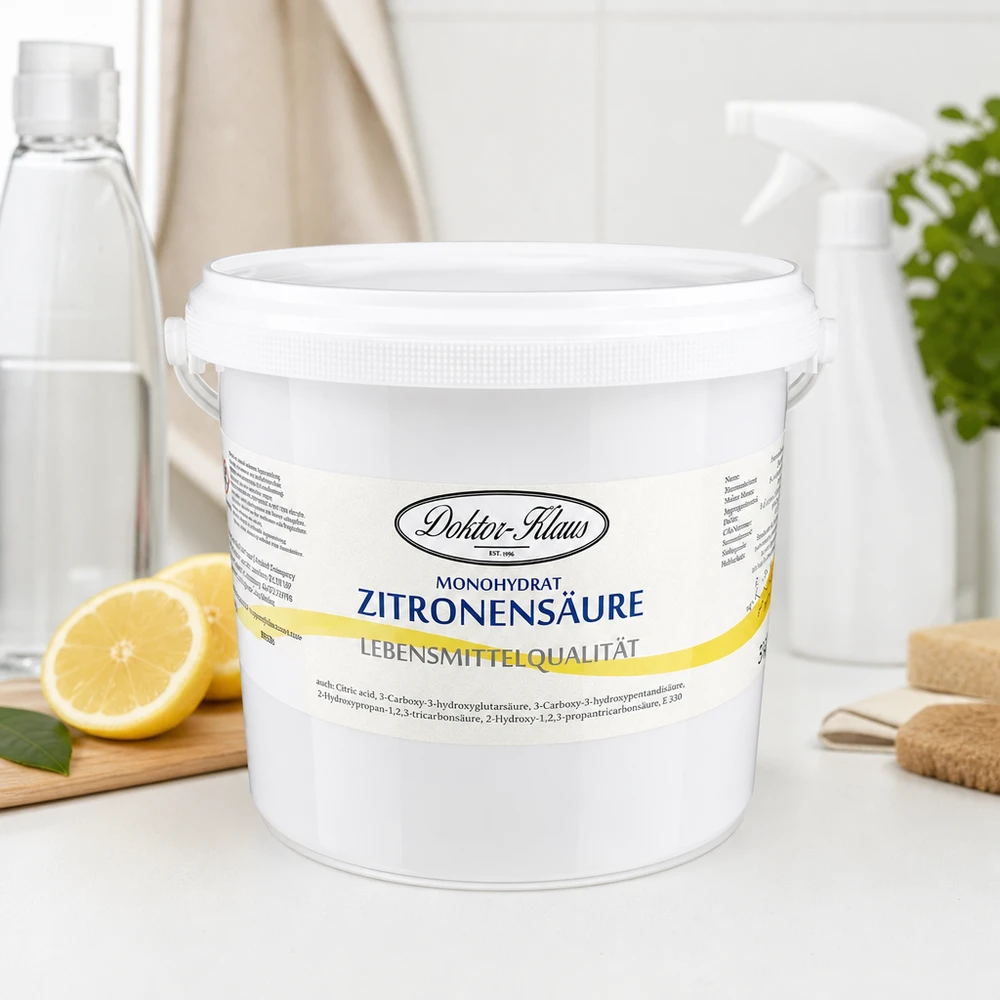 5 kg citronsyre Doktor-Klaus Doktor-Klaus citronsyre 5 kg i en stabelbar hvid plastspand med sikkert låg