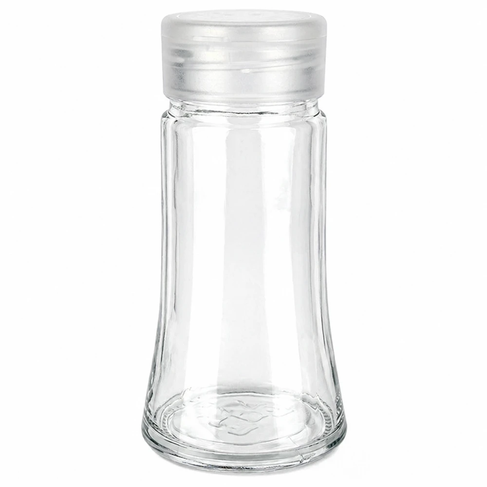 Salt-/krydderikrukke 95 ml med strøer, hvid Tomt saltkar på 95 ml med hvidt plastlåg på hvid baggrund