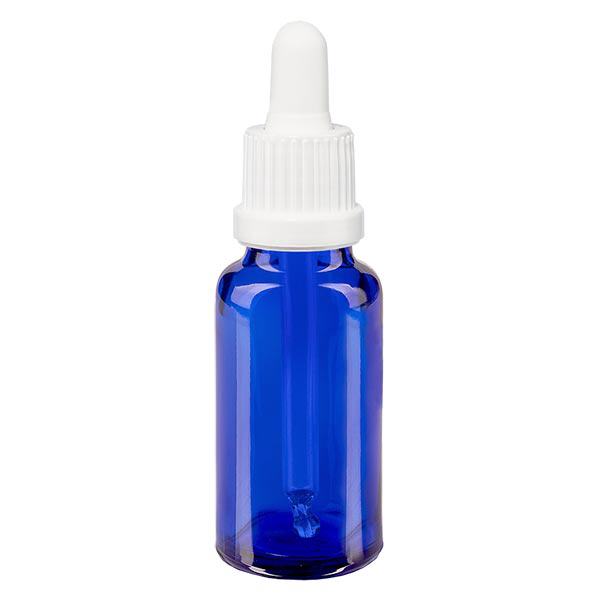 Apoteksflaske blå 20 ml pipette hvid OV Apoteksflaske blå 20 ml pipette hvid OV