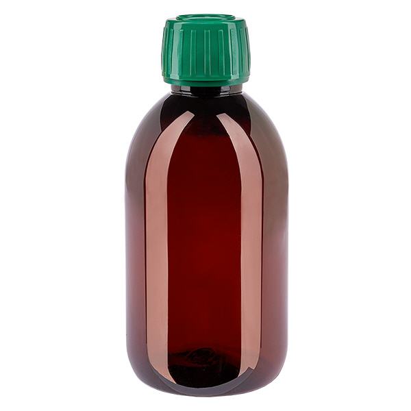 PET-flaske 250 ml med grøn hætte OV PET-flaske 250 ml med grøn hætte OV