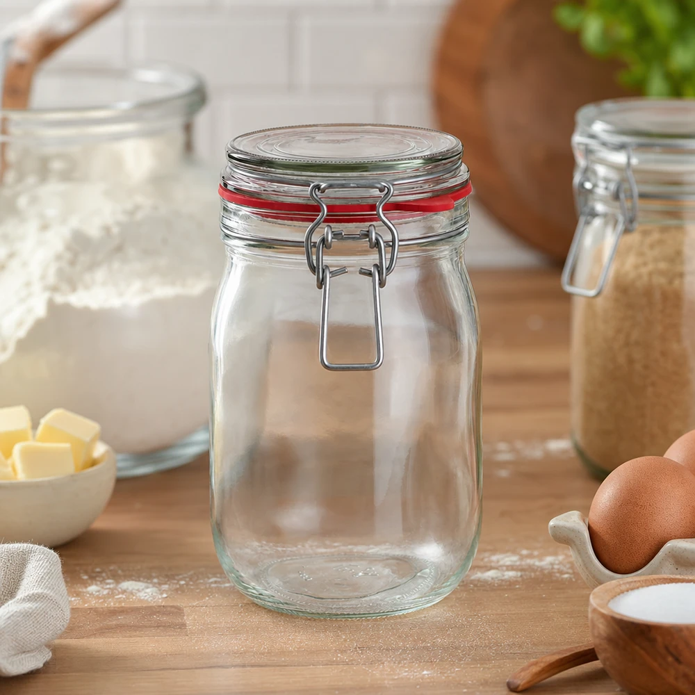 1140 ml opbevaringsglas, type G, med bøjlelåg UN.. 1140 ml opbevaringsglas, type G, med bøjlelåg UN..