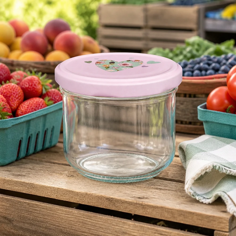 260 ml væltet glas + BasicSeal låg hjerte rosa UNiTWIST 260 ml væltet glas + BasicSeal låg hjerte rosa UNiTWIST