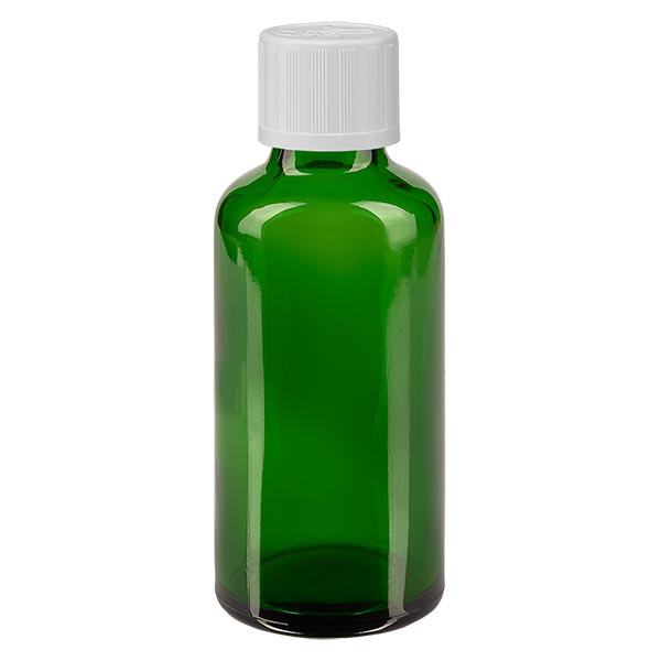Apoteksflaske grøn 50 ml skruelåg hvid KiSi St Apoteksflaske grøn 50 ml skruelåg hvid KiSi St