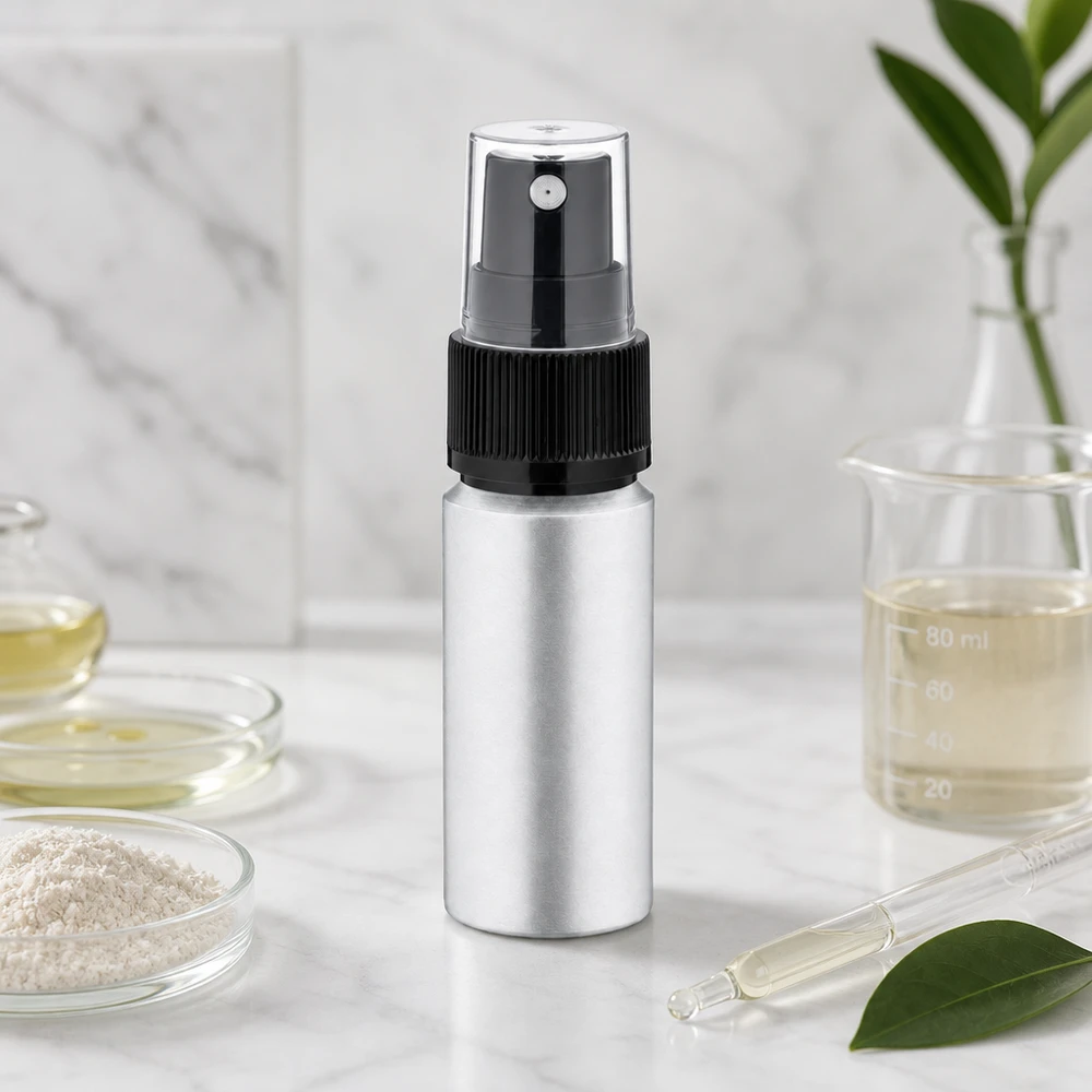 20 ml farvet aluminiumsflaske med forstøver 20 ml aluminiumssprayflaske af høj kvalitet med pumpesprøjte til æteriske olier og serummer