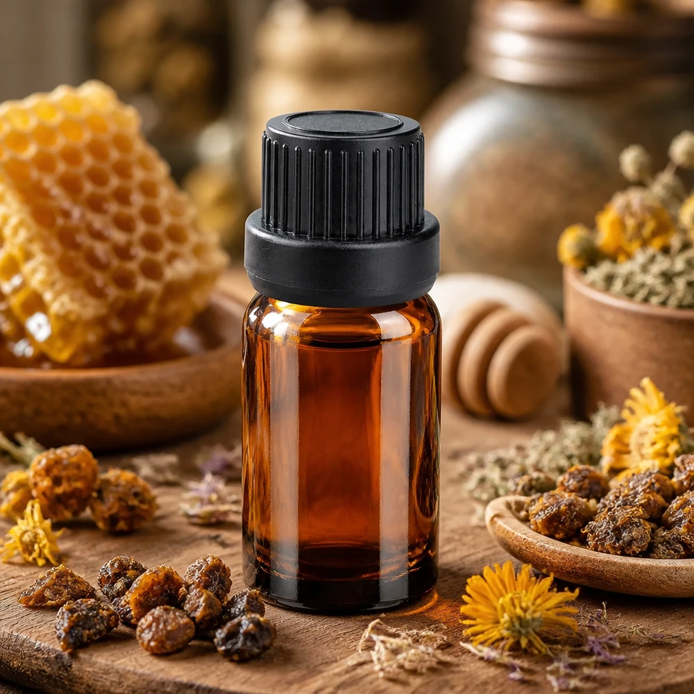 5ml flaske 11mm SV sort OV BrownLine UT18/5 5 ml ravfarvet glasflaske af høj kvalitet med UV-beskyttelse og sort skruelåg til naturkosmetik