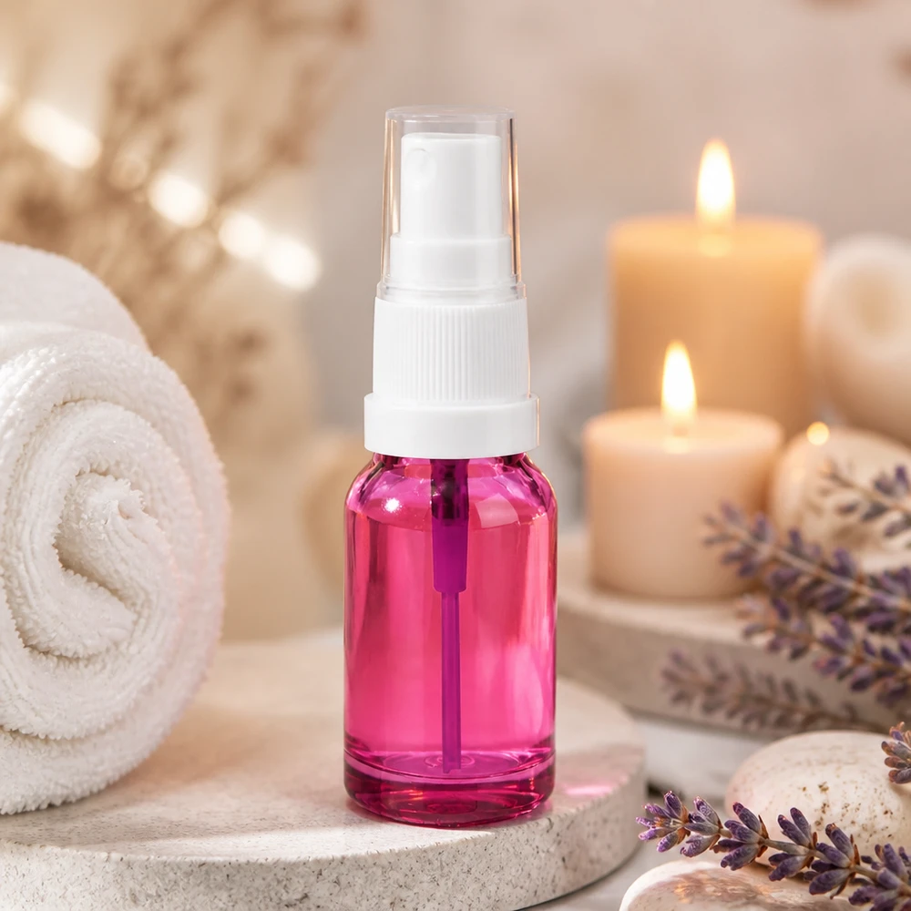 10 ml sprayflaske hvid/transparent Standard PurpleLine UT18/10 10 ml glassprayflaske i et elegant lilla design, perfekt til DIY-kosmetik og naturkosmetik