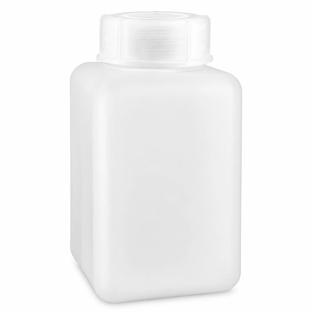 Kemikalieflaske 1000 ml, bred hals fremstillet af PE-HD, naturfarve 1000 ml kemikalieflaske af PE-HD med bred hals i naturhvid til sikker opbevaring af kemikalier