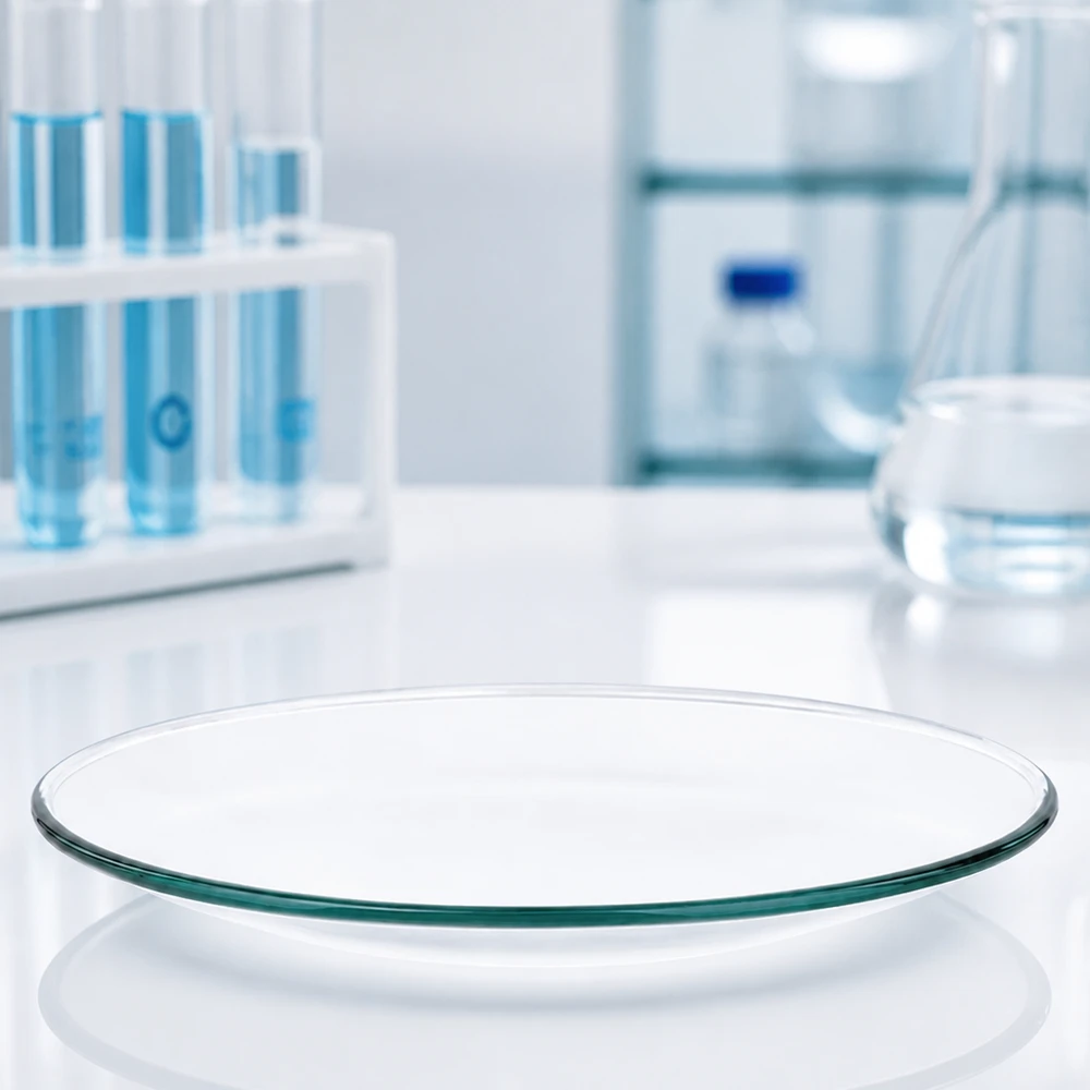 Urglasskål Ø 100 mm Gennemsigtig urglasskål med en diameter på 100 mm og en glat overflade til laboratorieforsøg