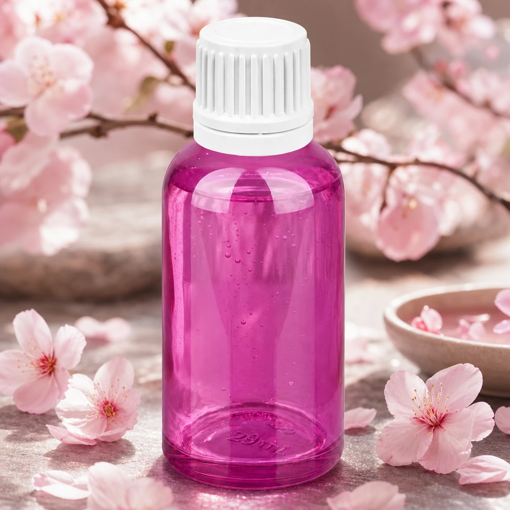 30 ml dråbeflaske 0,7 mm hvid Originality skruelåg PurpleLine UT18/30 30 ml dråbeflaske af højkvalitetsplast i lilla med præcist dråbesystem