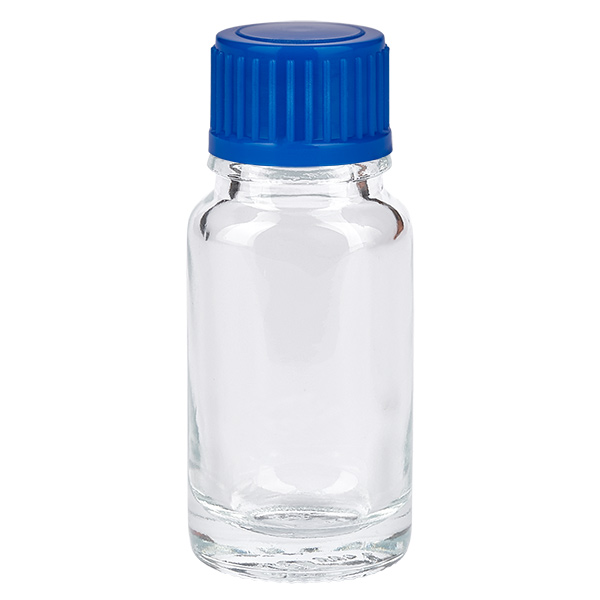 10 ml flaske 11 mm SV blå STD ClearLine UT18/10 10 ml glasflaske med blå skruelåg, ClearLine UT18/10, til farmaceutiske anvendelser