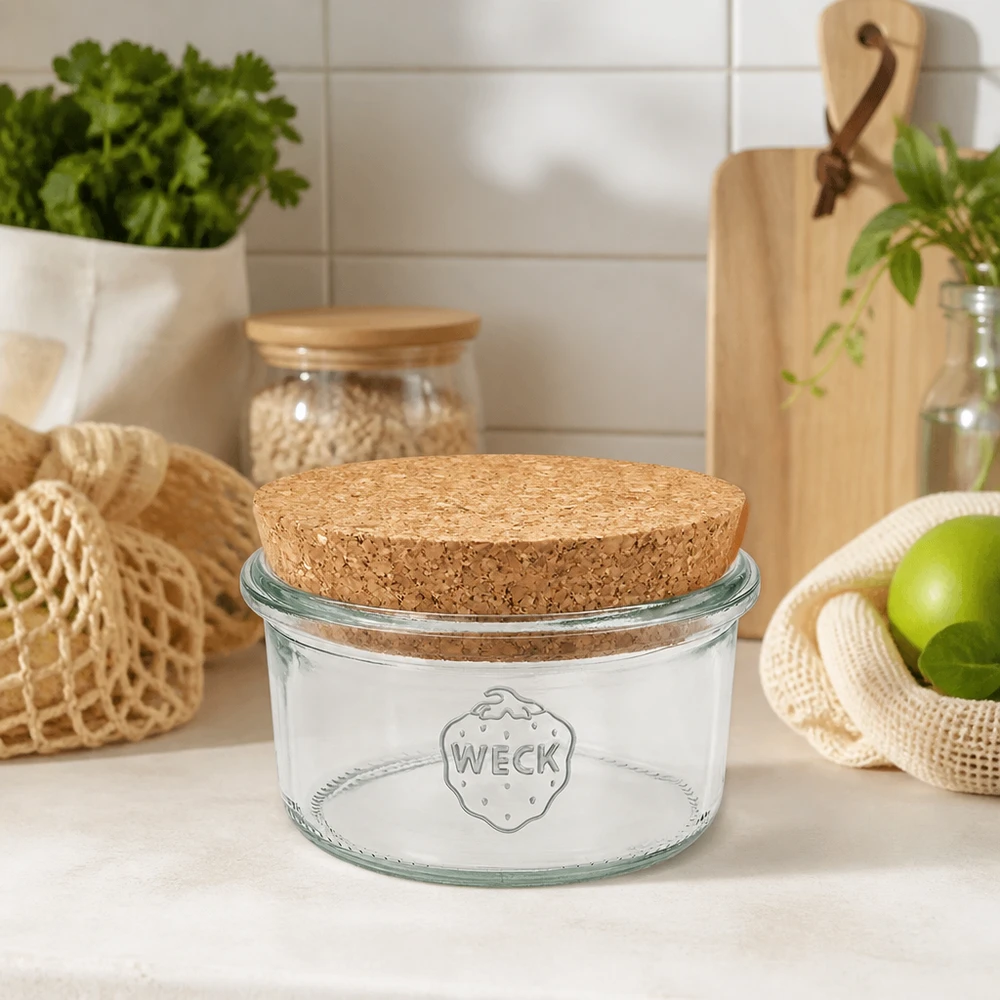 165 ml Briller WECK RR80 med kork natur WECK Vorratsglas 165ml RR80 Korkdeckel Küchendeko skandinavisch nachhaltige Aufbewahrung Zero Waste Lifestyle