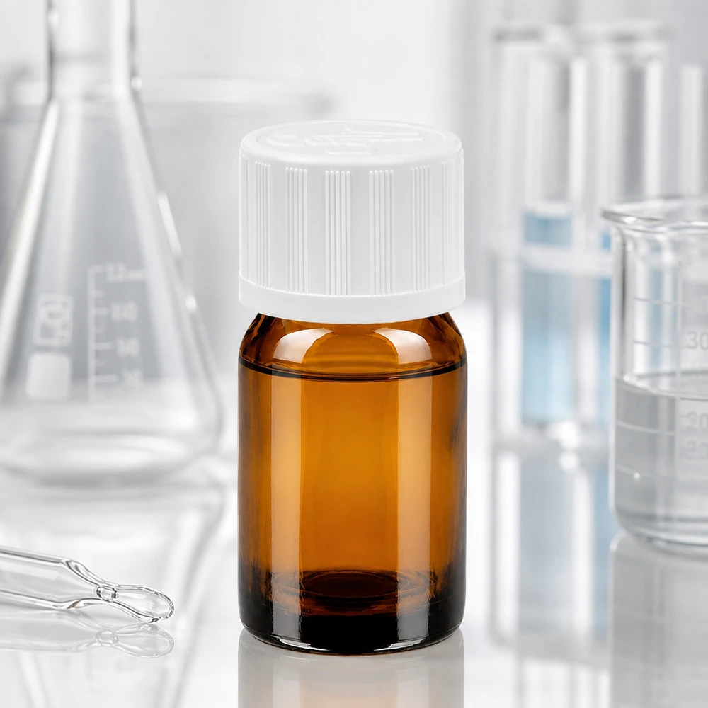 5ml flaske 11mm SV m. STD KiSi BrownLine UT18/5 5 ml laboratorieflaske af høj kvalitet lavet af ravfarvet glas med præcist 11 mm gevind til videnskabelige anvendelser