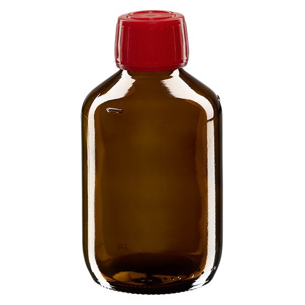 200 ml medicinflaske brun, rød hætte med tyverisikring ApoGlas. Farmaceutisk kvalitet fra EU-produktion. 28 mm (PP28) gevind. (sirup, lys glasflaske) 200 ml medicinflaske brun, rød hætte med tyverisikring ApoGlas. Farmaceutisk kvalitet fra EU-produktion. 28 mm (PP28) gevind. (sirup, lys glasflaske)