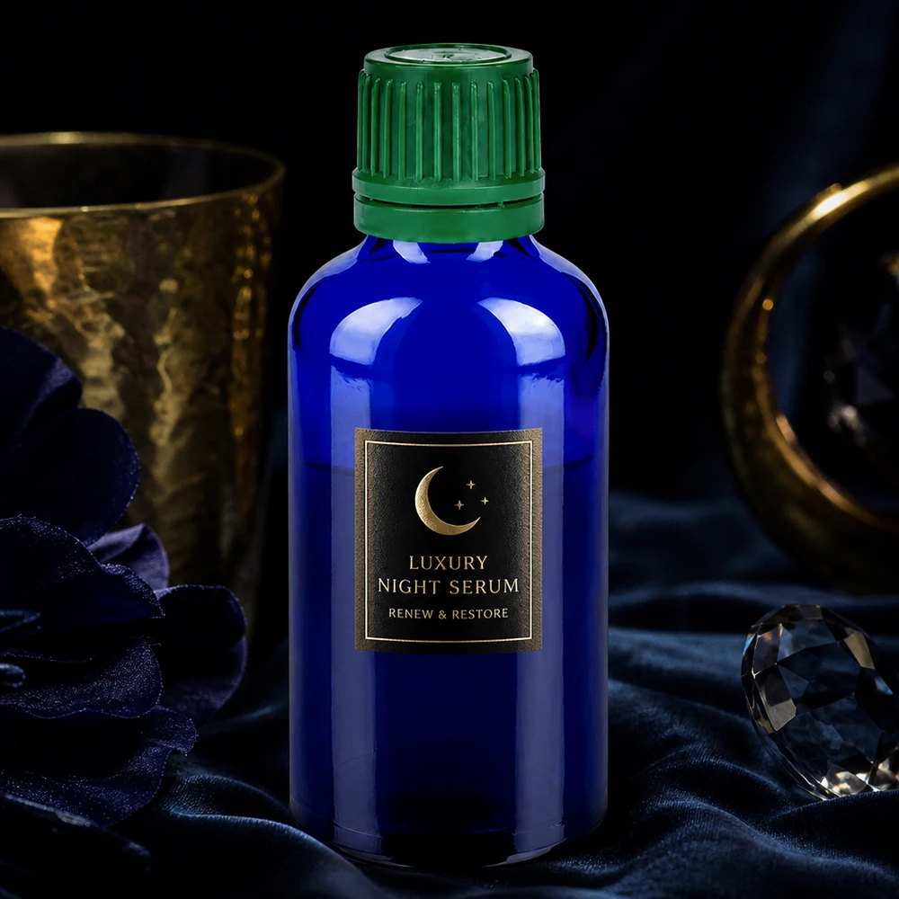 50 ml flaske 11 mm SV grøn OV BlueLine UT18/50 Professionel 50 ml glasflaske i BlueLine-serien med børnesikret grønt skruelåg