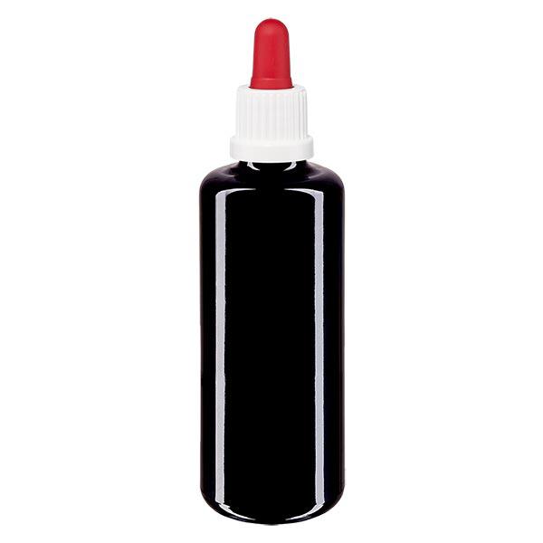 Apoteksflaske viol. 50ml pipette hvid/rød OV Apoteksflaske viol. 50ml pipette hvid/rød OV