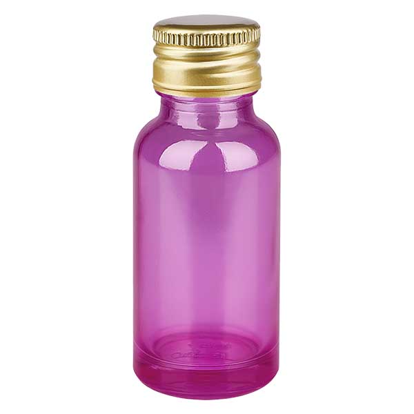 20 ml flaske 11 mm skruelåg aluminium guld standard PurpleLine. UT18/20