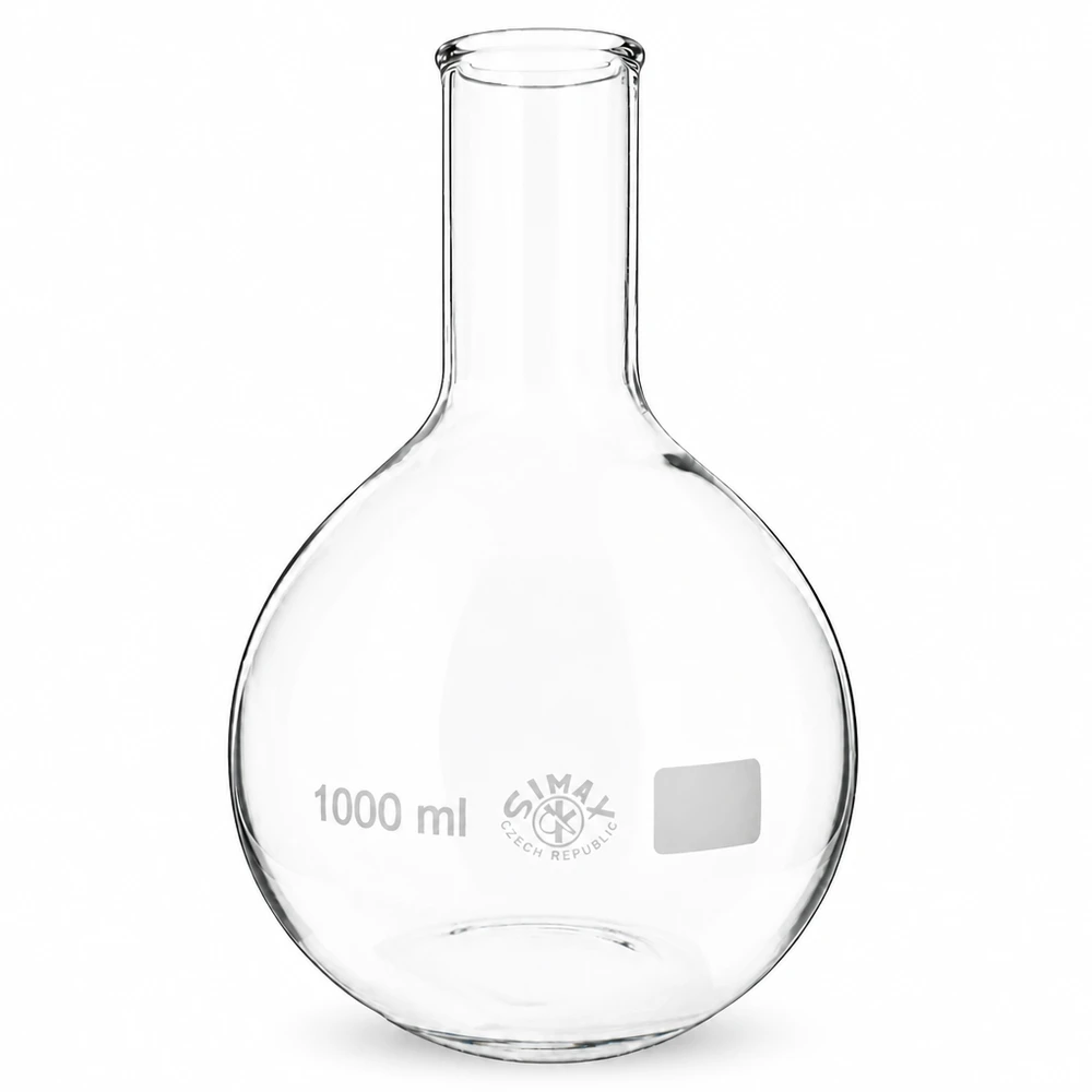 Stående kolbe 1000 ml med smal hals Rundbundet kolbe 1000 ml med lang hals til præcis destillation og kemisk syntese i laboratoriet