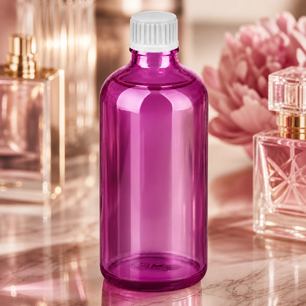 100 ml dråbeflaske 0,9 mm hvid standard PurpleLine UT18/100 Moderne 100 ml dråbeflaske i et elegant lilla design med professionel hvid dråbehætte