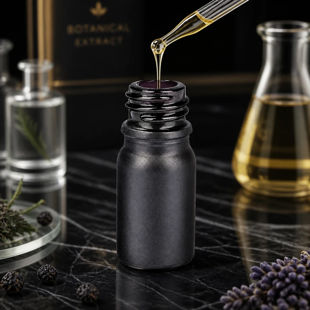 Premium 5 ml apoteksflaske BlackLine UT18/5 UNiTWIST til serum og olier af høj kvalitet