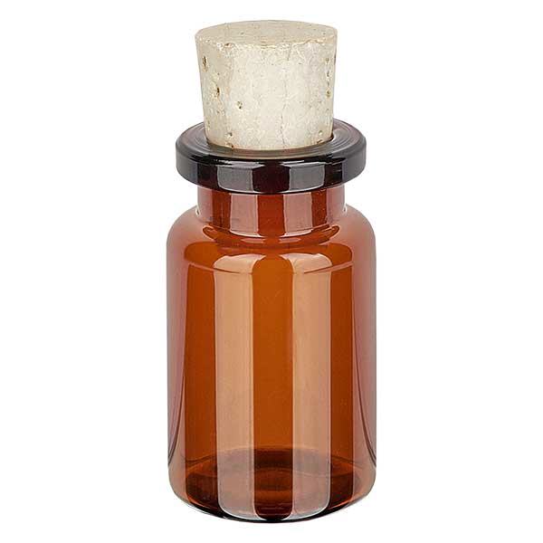 Flaske ravfarvet glas 5ml med kork 11/14mm