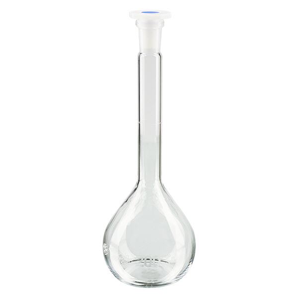 Målekolbe 200 ml med standard slebet led og PEHD-prop Målekolbe 200 ml med standard slebet led og PEHD-prop