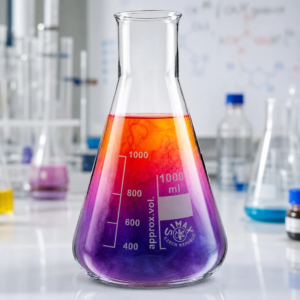 Erlenmeyer-kolbe 200 ml med bred hals Varmebestandig 200 ml Erlenmeyer-kolbe med bred munding til opvarmning og destillation i laboratoriet