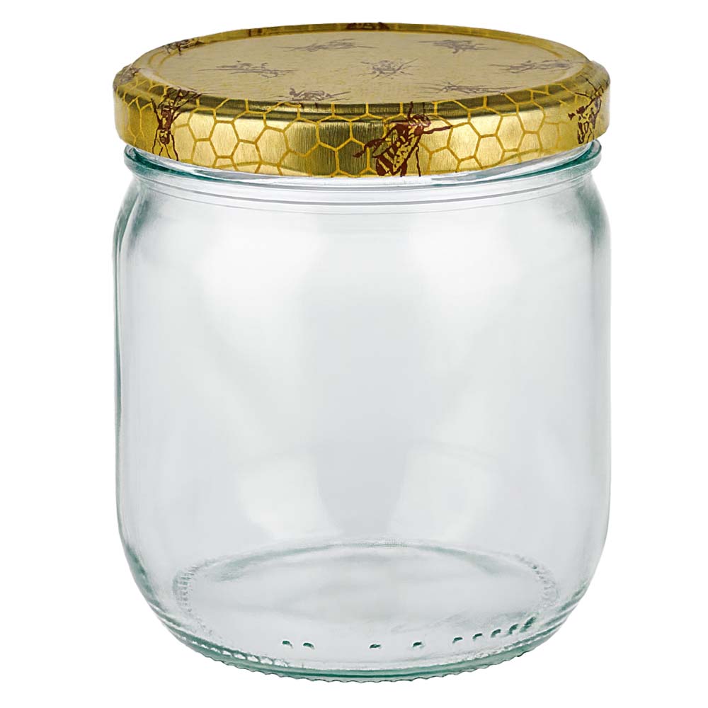 500 g honningglas med låg med honningkagemønster BasicSeal UNiTWIST