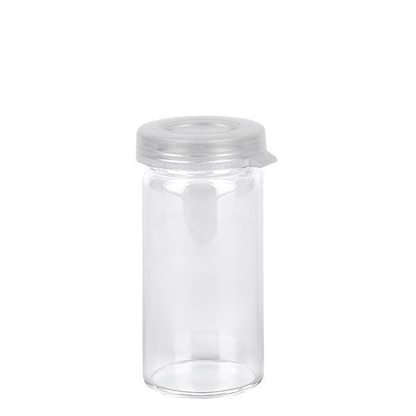 Bord-/rullekantglas 5 ml klar m. snap-on-låg