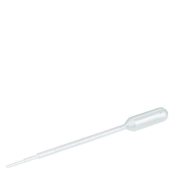Transferpipette, nominel volumen: 3,5 ml, (LxB): 156 x 12,5 mm, materiale: LD-PE, transparent, dråbestørrelse: 30 µl - 45 µl, sprøjtestøbt graduering op til 1 ml, 500 stk./karton