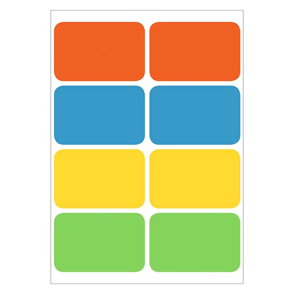 Universal labels farvet (32 klistermærker) 26x40mm | 4 ark = 32 papirklistermærker Universal labels farvet (32 klistermærker) 26x40mm | 4 ark = 32 papirklistermærker
