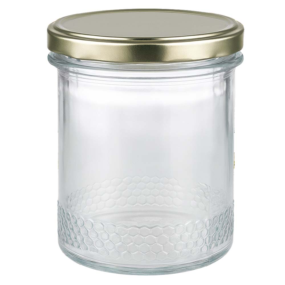 560 g honningglas med gyldent BasicSeal UNiTWIST-låg