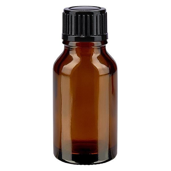 Apoteksflaske brun 15ml dryp v. 1mm sort pc Apoteksflaske brun 15ml dryp v. 1mm sort pc
