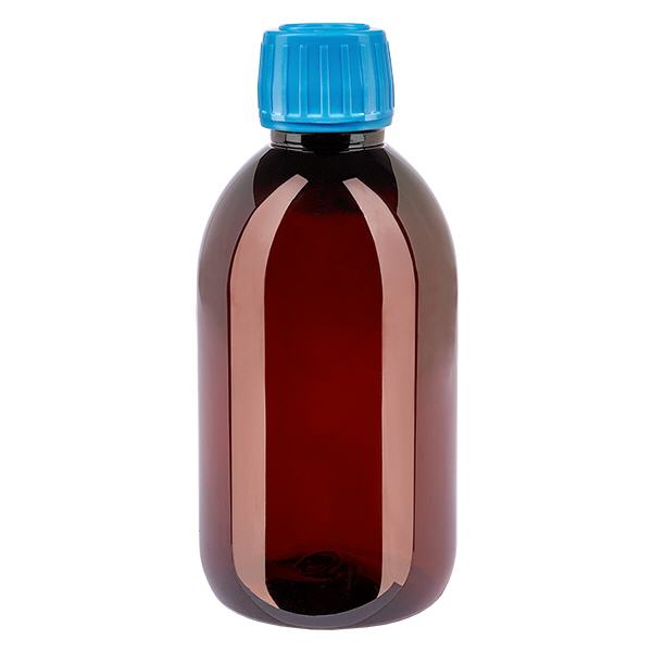 PET-flaske 250 ml med blå hætte OV PET-flaske 250 ml med blå hætte OV