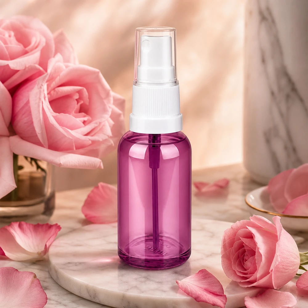 30 ml sprayflaske hvid/transparent Standard PurpleLine UT18/30 Lille 30 ml sprayflaske med hvid forstøver, ideel til rosenvand og ansigtsspray
