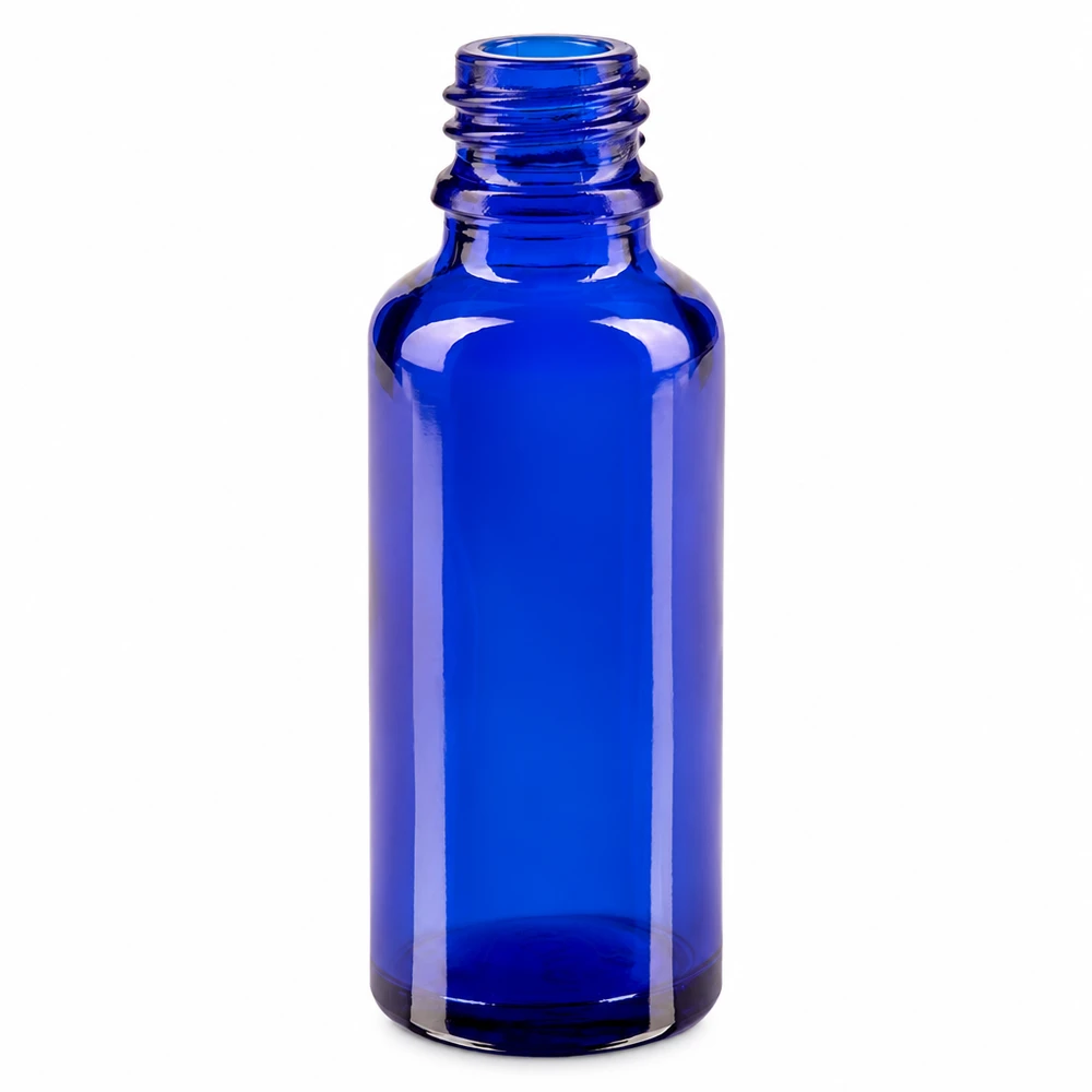 Dropperflaske 30 ml DIN 18 BLÅT GLAS 30 ml blå apotekerflaske (ApoGlas) af borosilikatglas af høj kvalitet med skruelåg