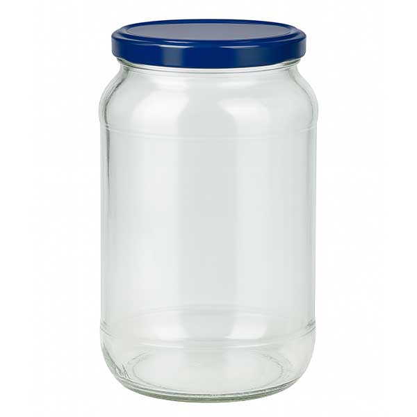 1062 ml rund krukke + BasicSeal-låg blå UNiTWIST