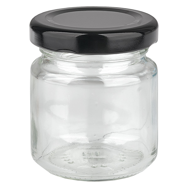 53 ml rund krukke med BasicSeal-låg sort UNiTWIST